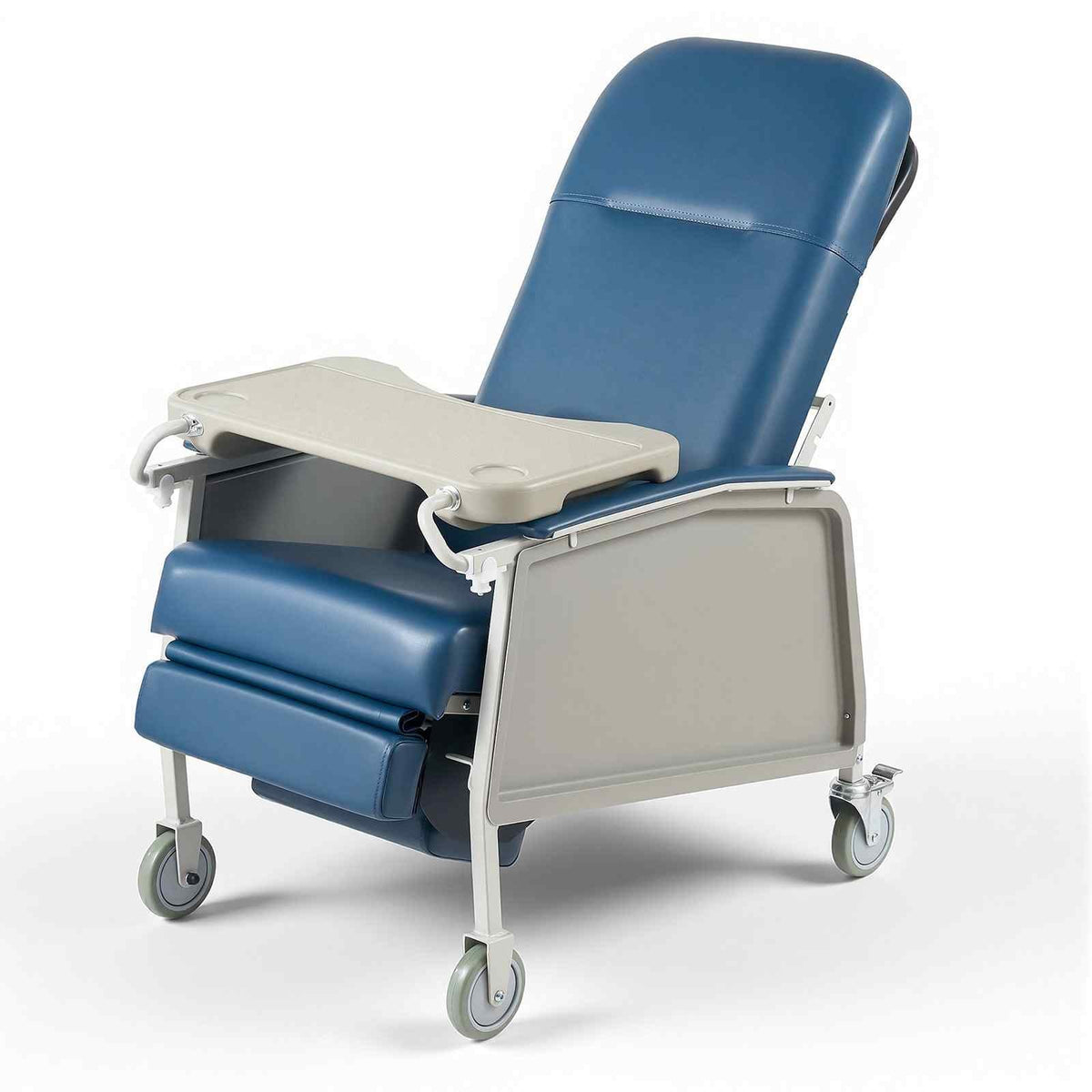 3-Position Geri Reclining Chair 500LBS Capacity Geri Chair Recliner, Comfortable Medical Recliner Chairs with 4 Wheels, Soft Padded Seat & Tray Table for Hospitals, Clinics, Geriatric Home Care