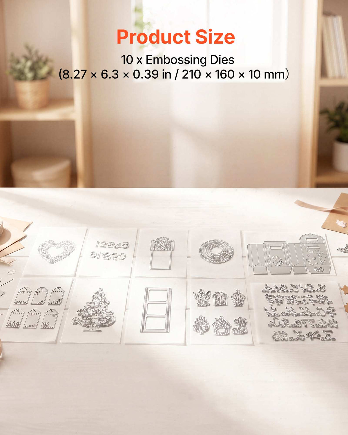 Cutting Dies, 10 Pieces Metal Die Cuts, Compatible with  Die Cutting and Embossing Machine, Letters, Numbers, Tree Patterns, Cut Dies for Scrapbooking, Card Making, DIY Paper Crafting