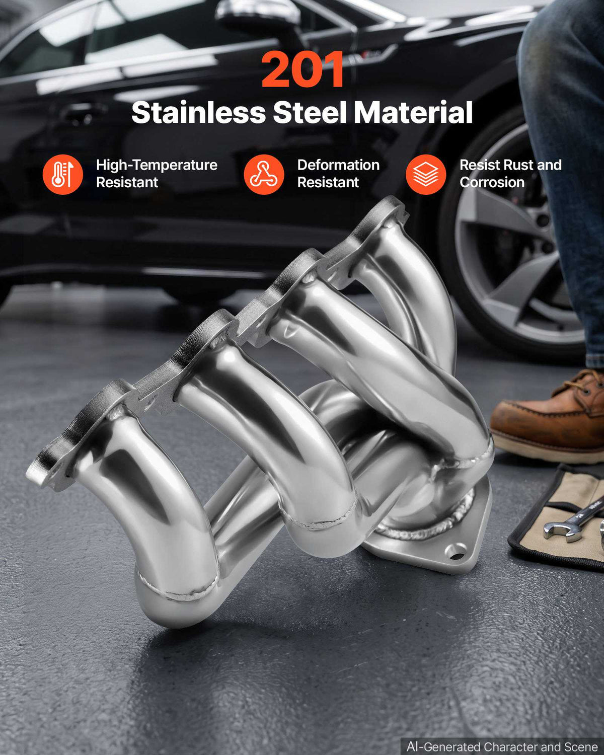Exhaust Headers Manifold Replacement Rust-Resistant Stainless Steel, Compatible with 2002-2013 Chevy Silverado 1500 4.8L 5.3L 6.0L 6.2L, 2007-2016 2500HD 3500HD 6.0L, 2007 Classic 4.8L 5.3L 6.0L