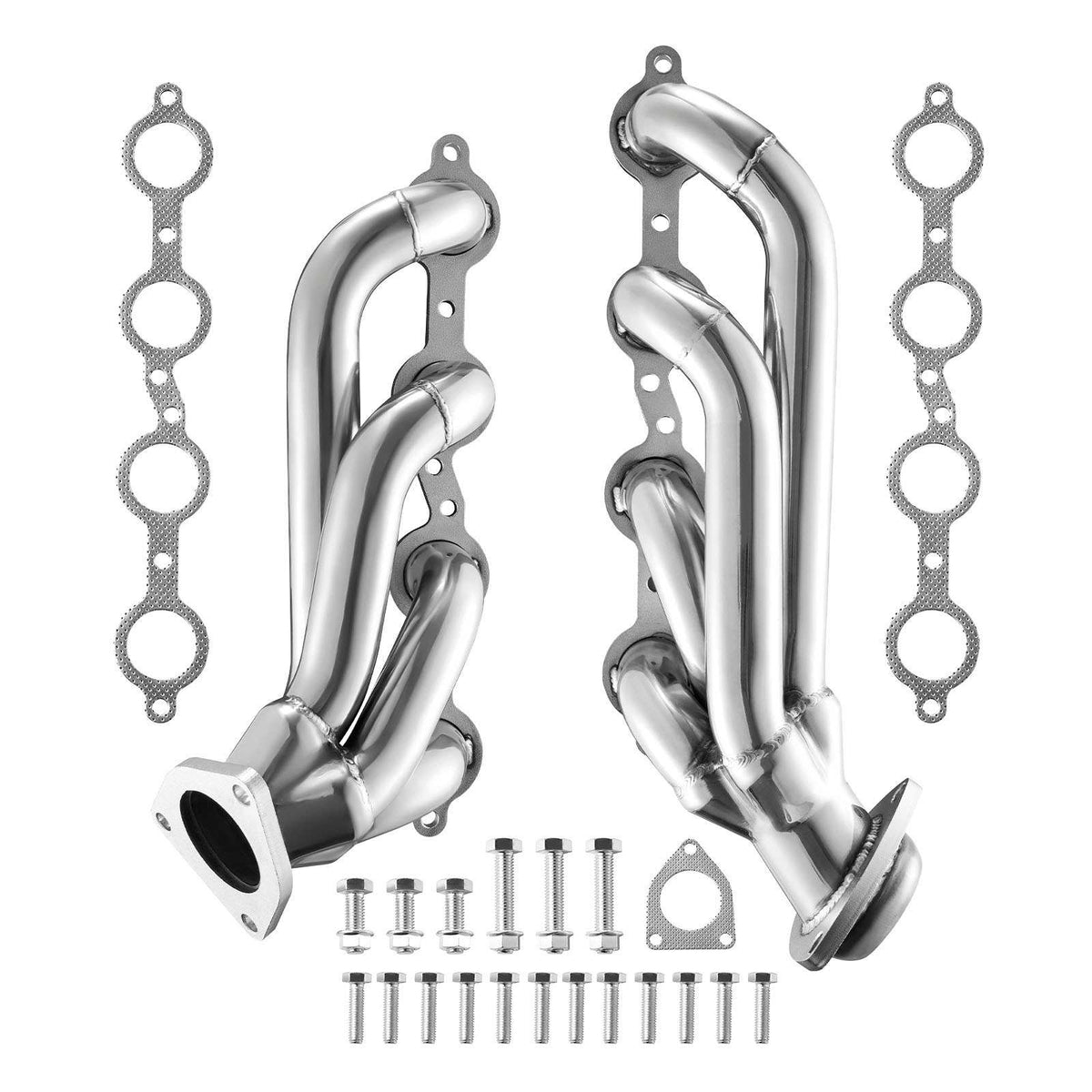 Exhaust Headers Manifold Replacement Rust-Resistant Stainless Steel, Compatible with 2002-2013 Chevy Silverado 1500 4.8L 5.3L 6.0L 6.2L, 2007-2016 2500HD 3500HD 6.0L, 2007 Classic 4.8L 5.3L 6.0L