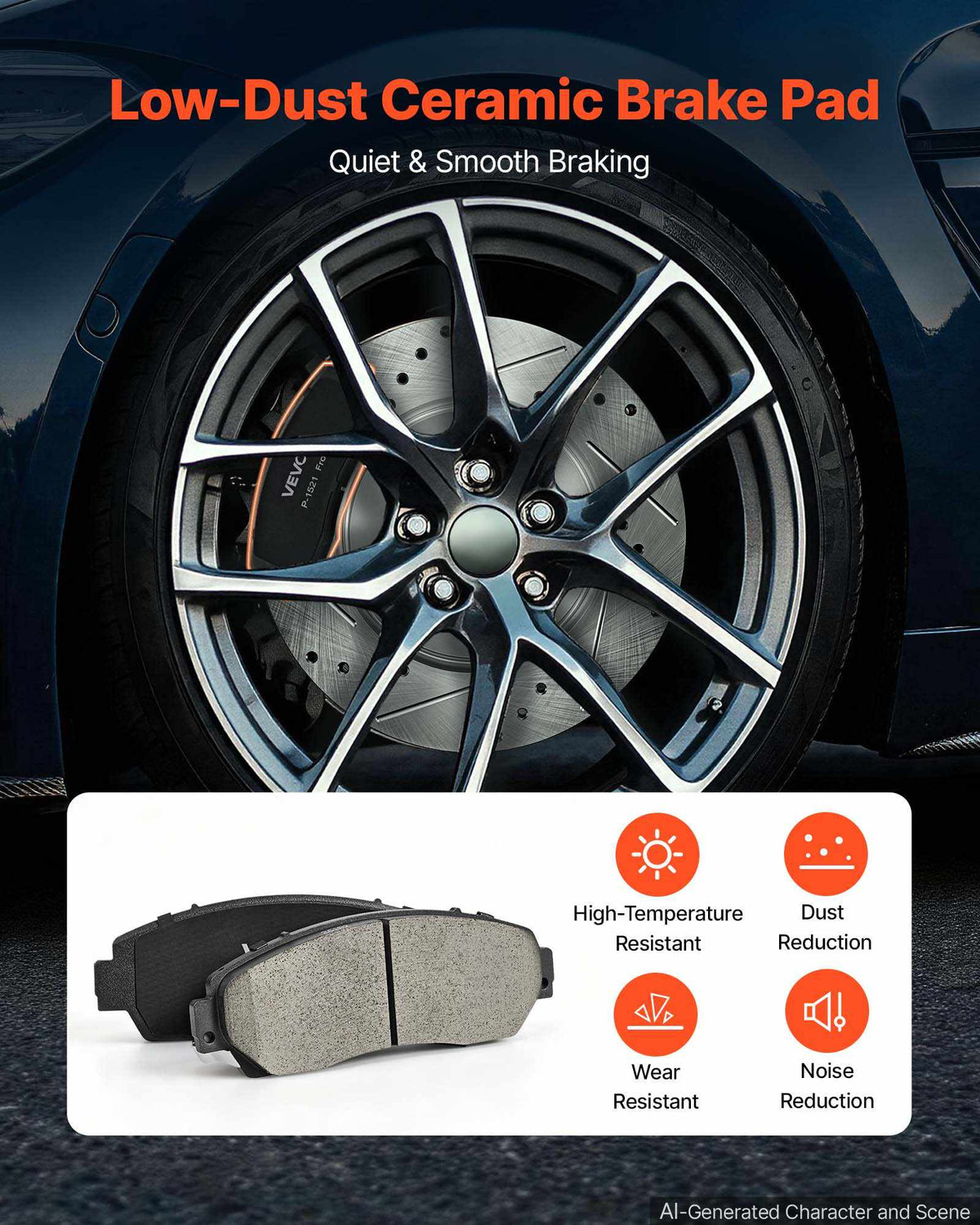 Front & Rear Brake Kit Compatible with 2012-2016 Honda CR-V (AWD), Cast Iron Drilled and Slotted Brake Rotors, Ceramic Brake Pads Replacement Kit, 11.65" Front Rotors and 12" Rear Rotors