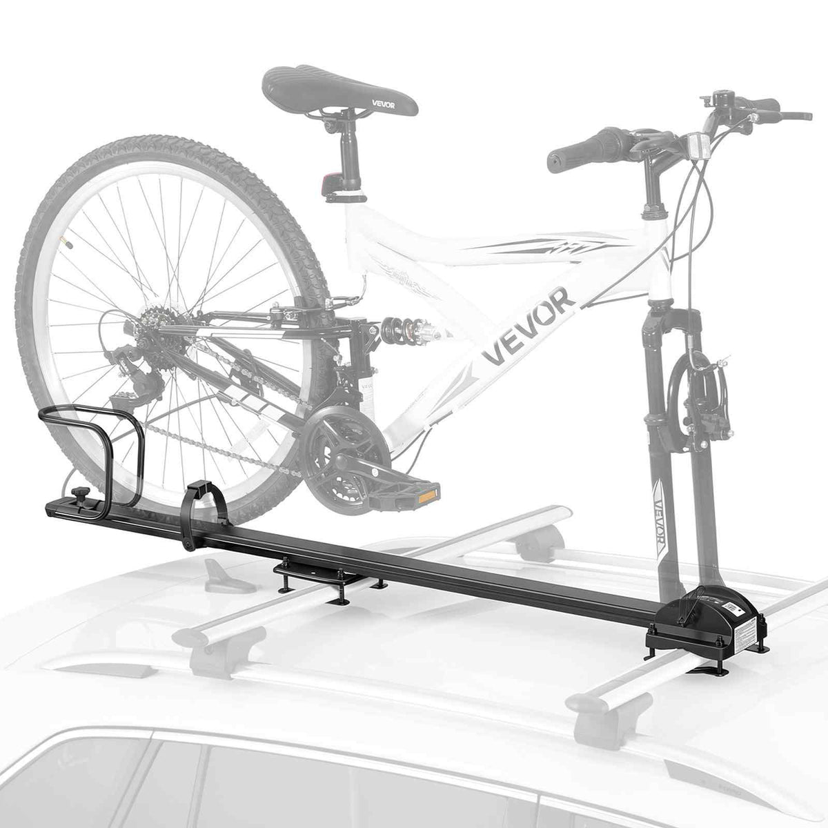 Roof Bike Rack 35 lbs 1 Bike Carrier Upright Rooftop Bicycle Rack, for Car SUV, Aluminum Alloy & Q235 Steel, Roof Mount Carrier for Secure Bicycle Storage and Transport on Vehicles, Black