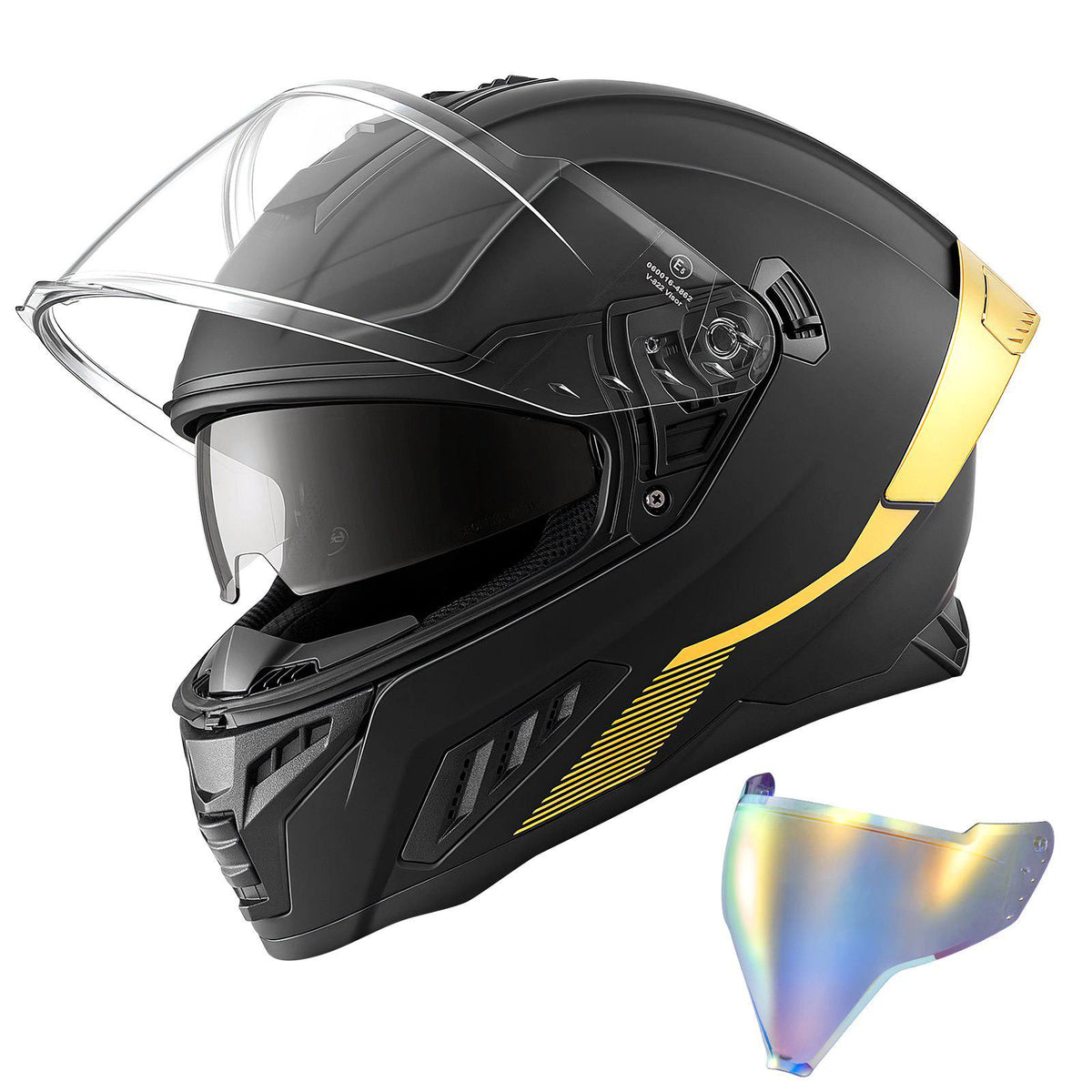 Full Face Motorcycle Helmets, Dual-Visor Motorcycle Street Bike Helmet, Lightweight Comfortable Motocross Dirt Bike Helmet for Adults Men and Women - DOT & ECE Approved (XL Size)