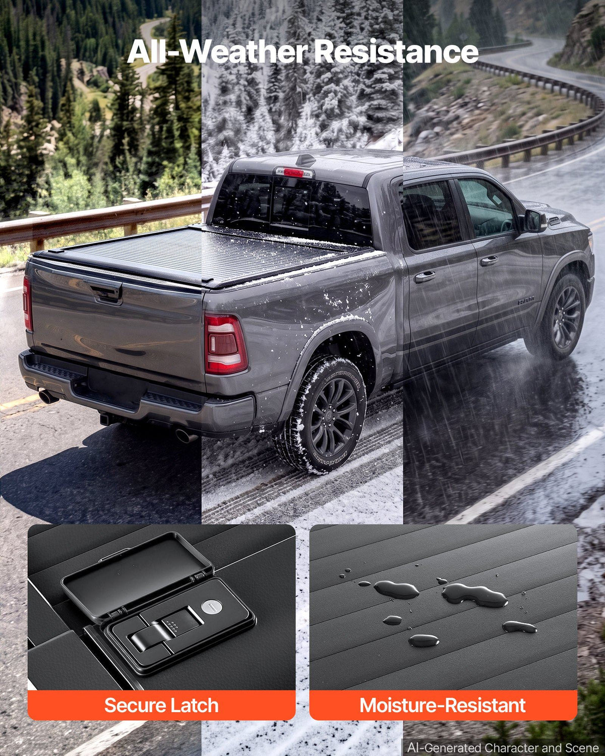 Retractable Tonneau Cover 5.7FT Hard Truck Bed Cover Manual Retract, Compatible with 2009-2026 Ram 1500 New Body, 2019-2024 Classic 5.7FT Bed (67.4"), Waterproof Aluminum, Lock Key for Trips