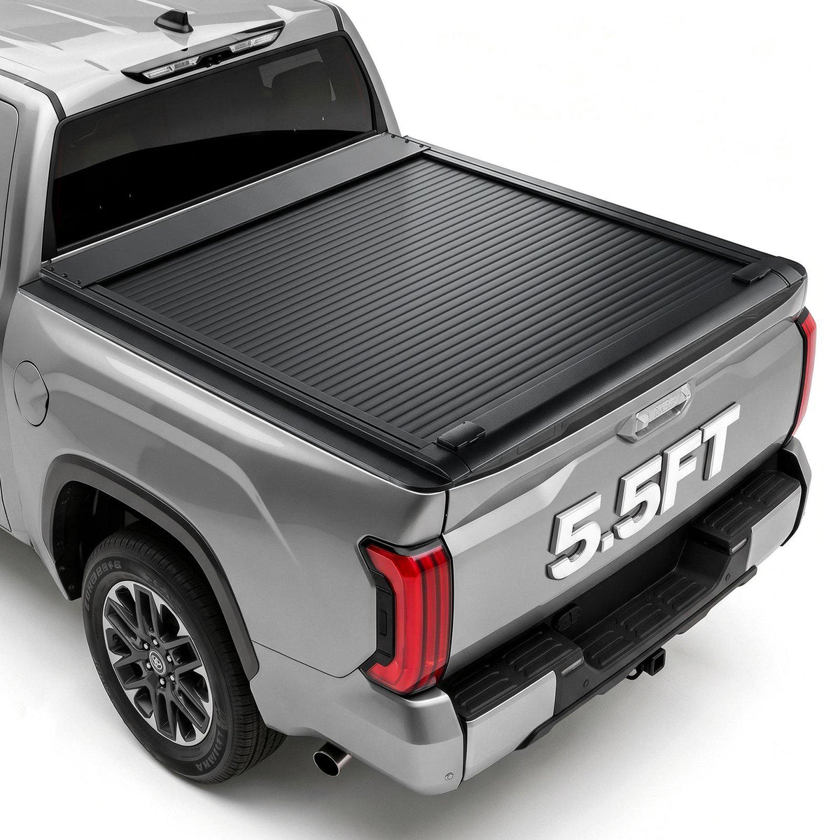 Retractable Tonneau Cover 5.5FT Hard Truck Bed Cover Manual Retract, Compatible with 2022-2026 Toyota Tundra Crew Cab with Deck Rail System 5.5FT Bed (66.7"), Waterproof Aluminum, Lock for Trips