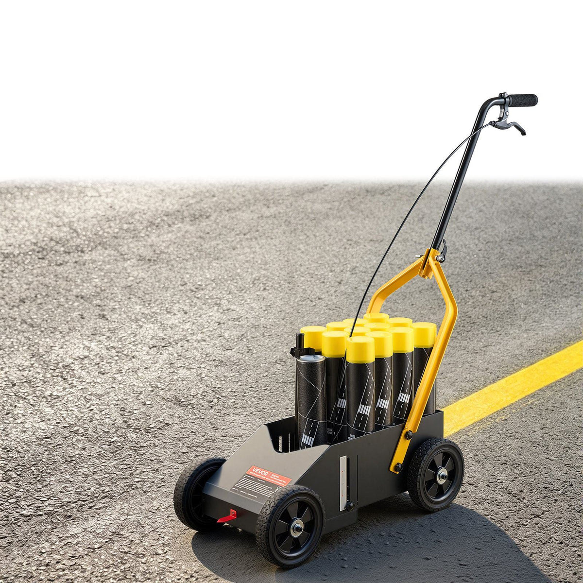 Striping Line Marking Machine 12-Can Capacity Black with 4 Wheels, Parking Lot Striping Machine, 2 to 4 in Adjustable Line Width, Heavy Duty, Fast and Accurate Marking, with Adapter Nozzle