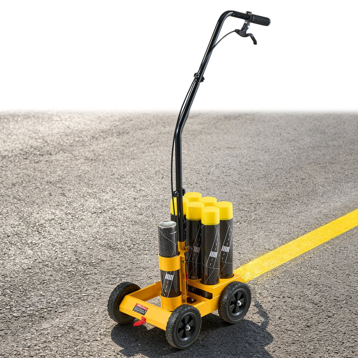 Striping Line Marking Machine 6-Can Capacity Yellow with 4 Wheels, Parking Lot Striping Machine, 2 to 4 in Adjustable Line Width, Heavy Duty, Fast and Accurate Marking, with Adapter Nozzle