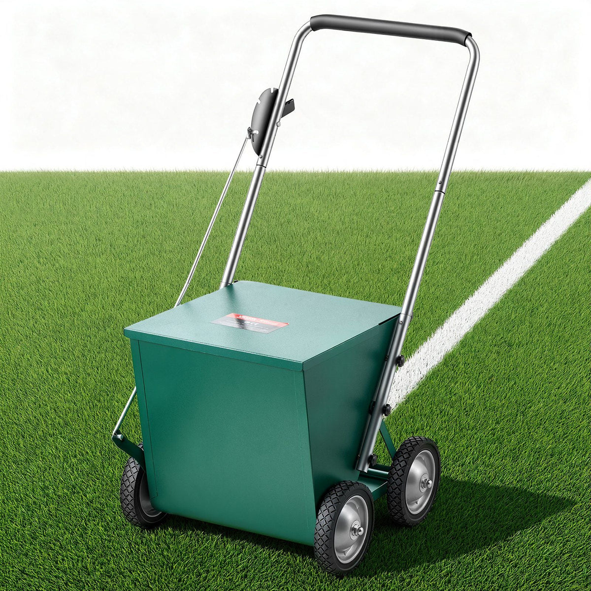 Steel Dry Line Marker 65 lbs Powder Capacity Field Dry Line Chalker, For Large Fields, 2 to 4 in Adjustable Line Width, with 4 Heavy-Duty Wheels, Clear and Even Marking, Easy One-Person Pushing