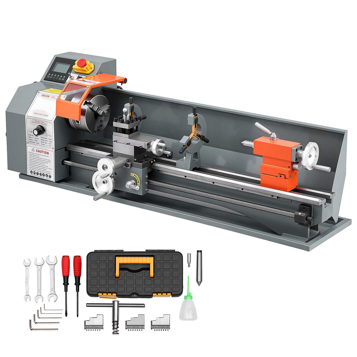 Metal Lathe 8.7" x 30" 1100W Benchtop Lathe Machine Semi-Automatic, for Precision Metalworking Turning Threading, Electronic Leadscrew Drive, Variable Speed 2500 RPM Max, with Brushless Motor