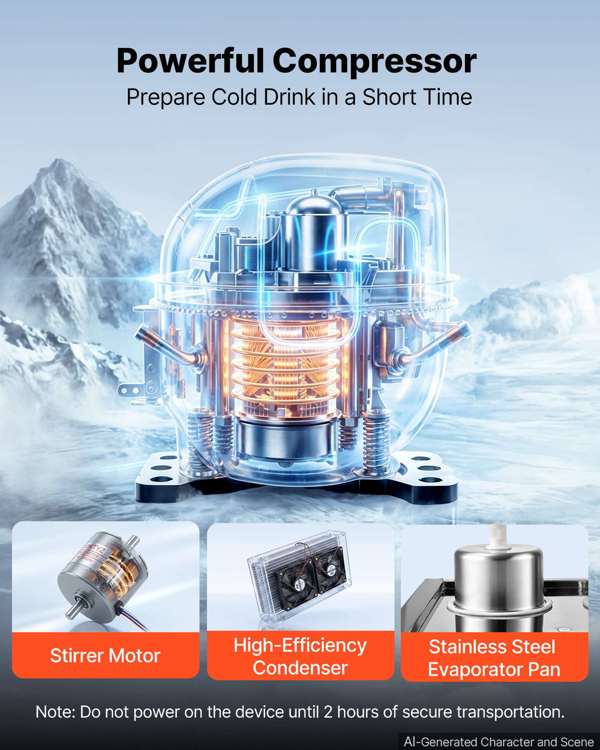 Commercial Beverage Dispenser 4 Tanks 10 L / 10.6 QT Per Tank, Stainless Steel Juice Dispenser, Ice Tea Drink Machine with 45℉ to 54℉ Cooling Temperature, for Cold Drink Restaurant Bar Party