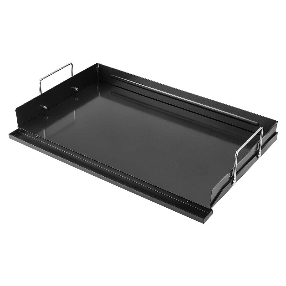 Carbon Steel Griddle 25x16 inch Flat Top Pre-Seasoned Plate Handle, for BBQ Eggs Burger, Even Heat Distribution, Non-Stick Portable Rectangular Family Cookware for Outdoor Gas Grill/Stove, Oven