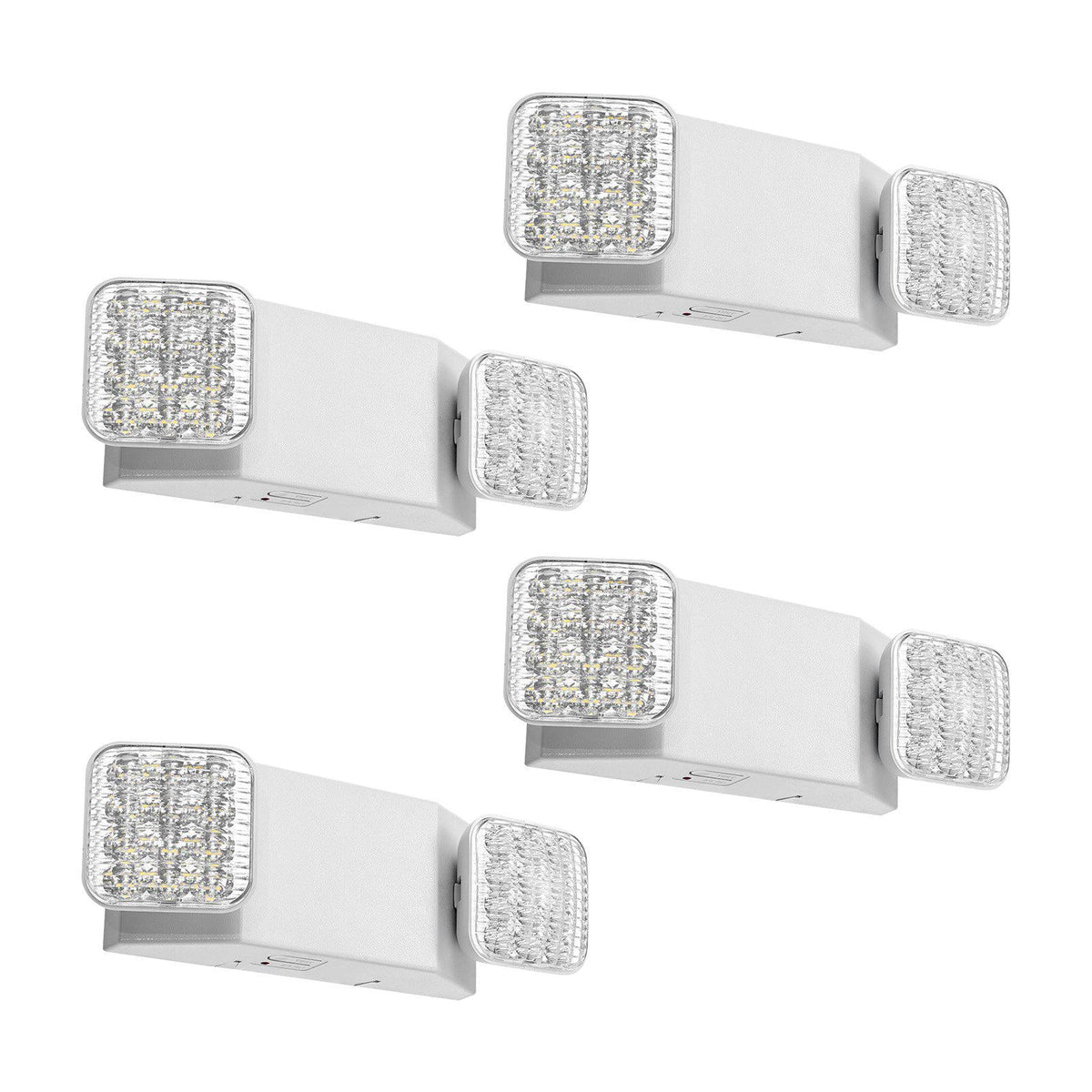 4 Pack Emergency Lights for Business, with Battery Backup, Commercial LED Emergency Exit Lighting Fixtures, AC 120/277V, with Two Square Head Adjustable, 90-Minute Backup, for Business, White