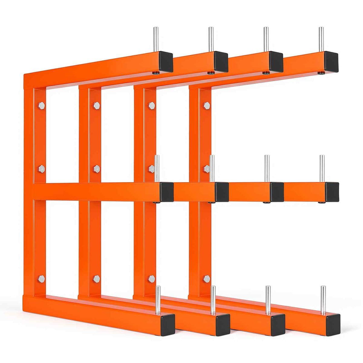 Lumber Rack, 3-Tier 4-Pack 220 lbs per Tier, Welded Wood Pipe Storage, Wall-mounted Organizer for Garages, Workshops, Warehouse, Basement, Heavy-Duty Steel Cantilever Arms, Locking Pins, Orange