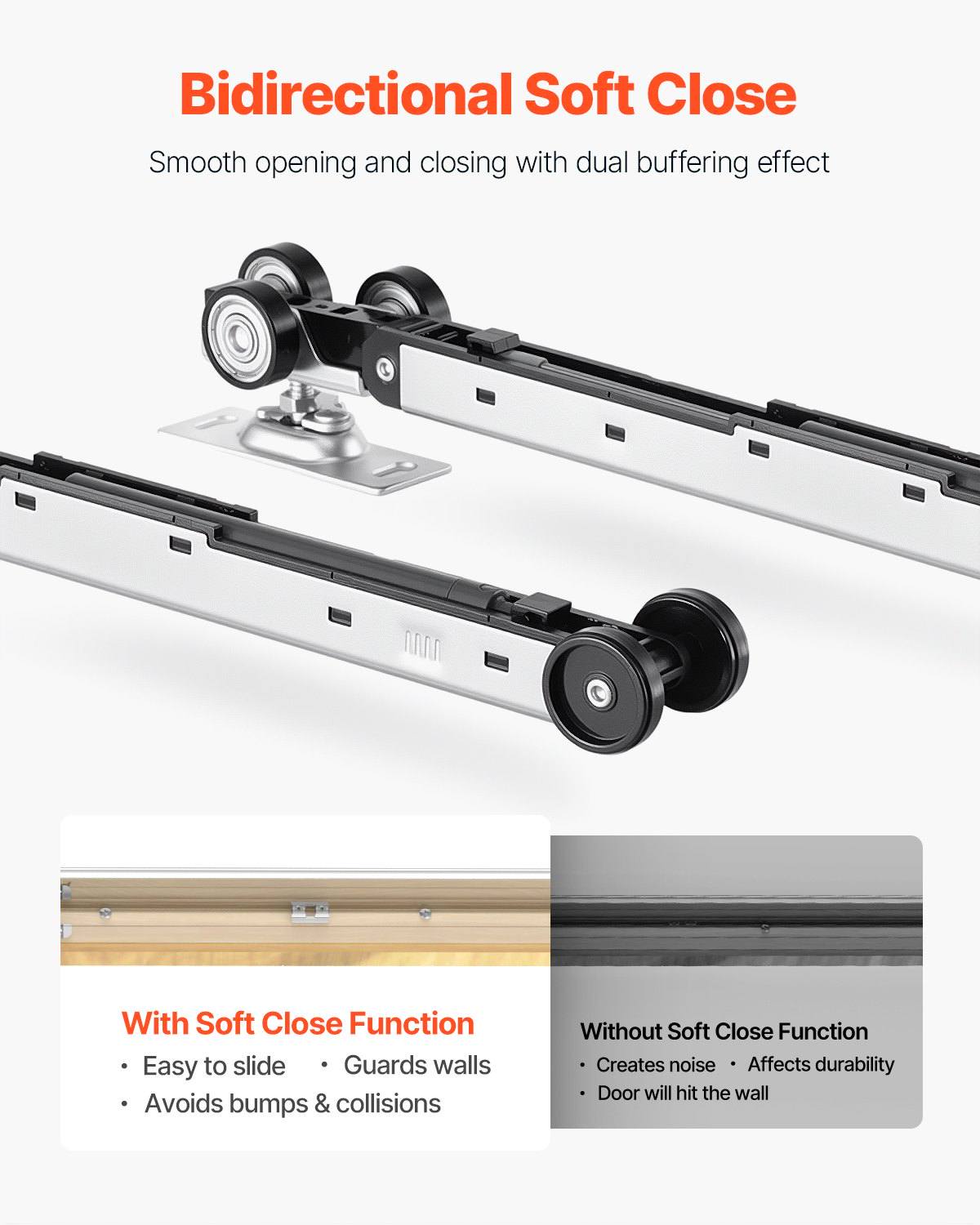 Pocket Door Frame Kit 28" x 80" Pocket Door Kit Steel-Wrapped Studs, For Home Doors, Two-Way Soft Close Mechanism, Smooth & Quiet Sliding, Space-Saving Hidden Installation, Adjustable Width