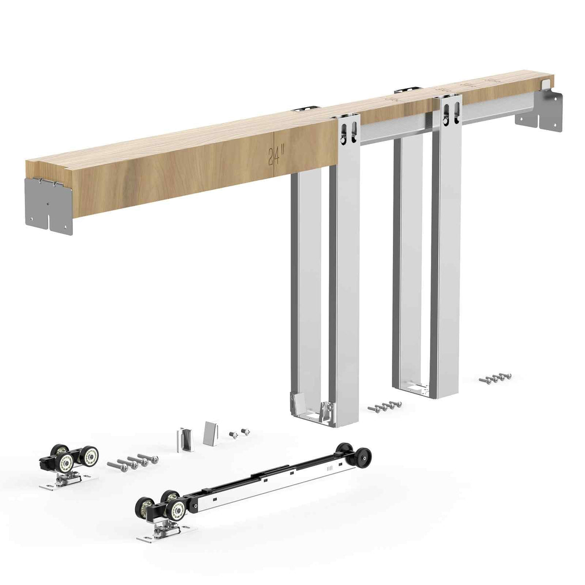 Pocket Door Frame Kit 28" x 80" Pocket Door Kit with Steel Studs, For Home Doors, Two-Way Soft Close Mechanism, Smooth & Quiet Sliding, Space-Saving Hidden Installation, Adjustable Width