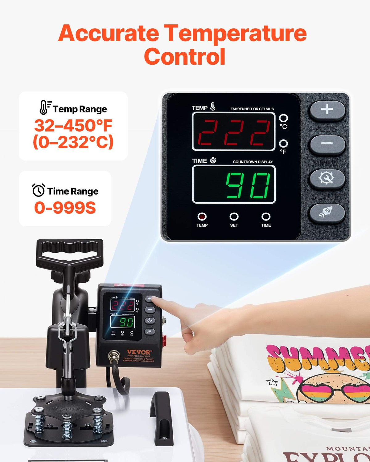 Heat Press Machine, 15 x 15 in, 2-in-1 Multifunction, 360° Swing Away, 1200W Double Tube Fast and Even Heating, Digital Precise Control, Sublimation Press Machine for T-Shirts, Hats, Caps