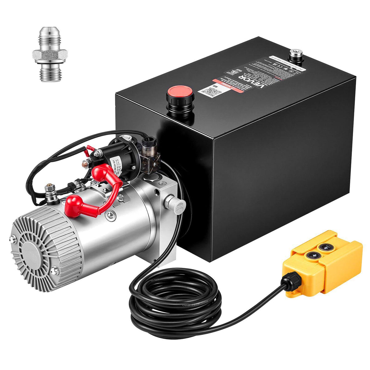12 Quart Hydraulic Pump, Single Acting Hydraulic Power Unit, 3200 PSI Max Relief Pressure, 0.91 GPM Flow Rate, DC12V 1.6KW Power Unit for Dump Trailer Car Lifting (Horizontal Installation)