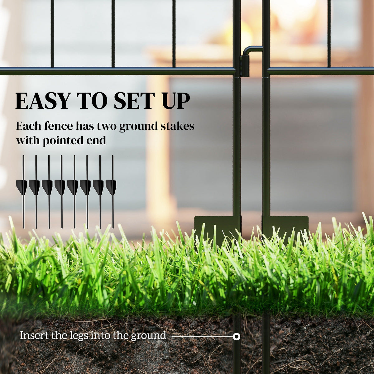 Garden Fence, 4 Pack, Folding Garden Fence Border, No Dig Ground Stake Metal Fence Panels for Outdoor Patio Yard Landscape
