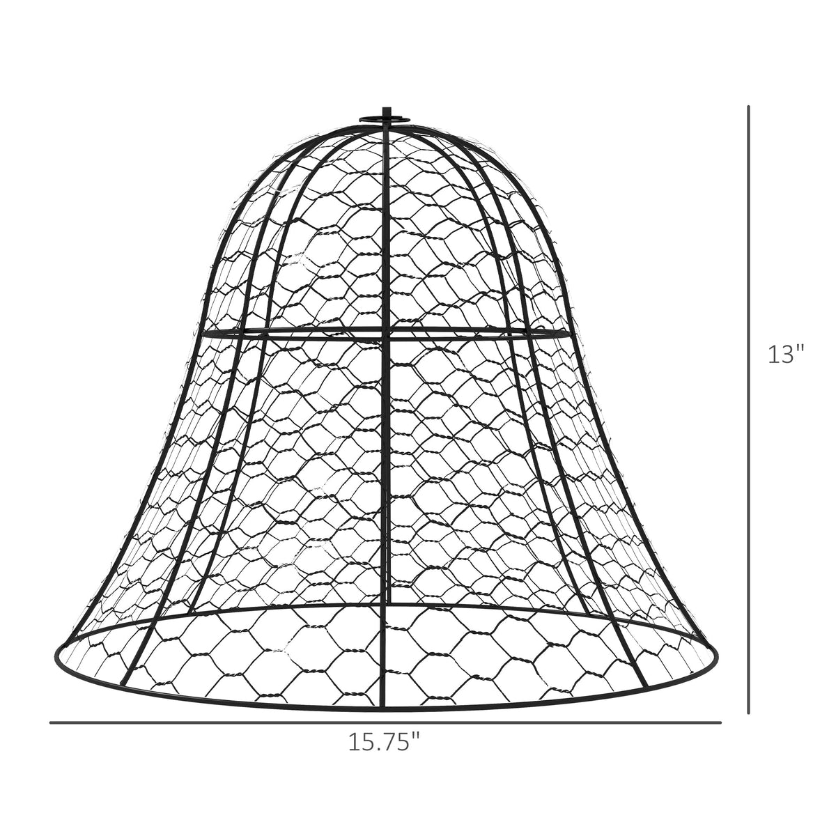 6 Pack Garden Cloches for Plants, 16" x 13" Metal Crop Cage, Plant Cages to Keep Animals Out, Black