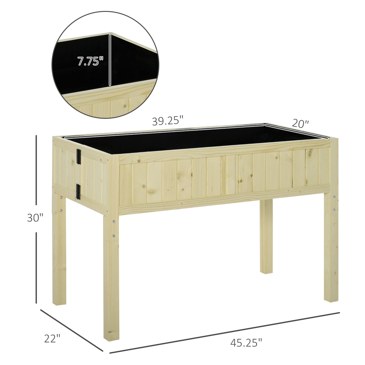 Raised Garden Bed Elevated Wooden Planter Box with Space-Saving Folding Design, Drainage Holes, & Inner Liner for Vegetable Fruit Herb Grow
